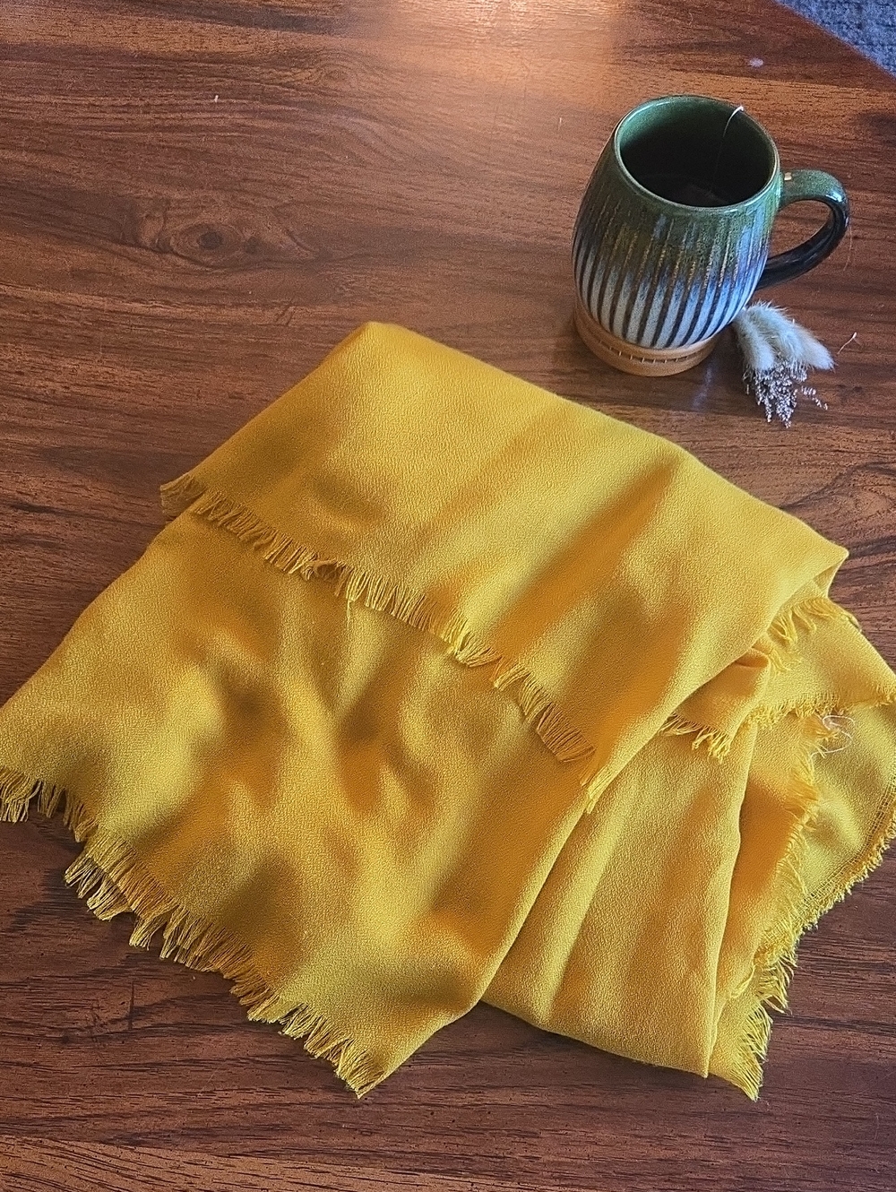 Mustard Yellow Fringe Scarf